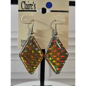 Claire's Vintage Halographic Rhombus Earrings